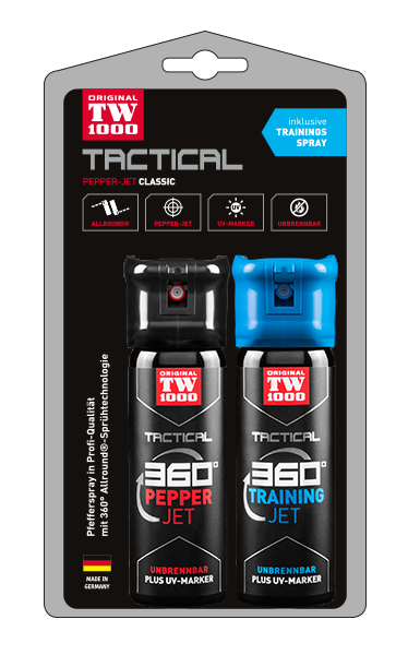 TW1000 TACTICAL Pepper-Jet Classic Twin-Pack inklusive Trainingsspray und UV-Lampe